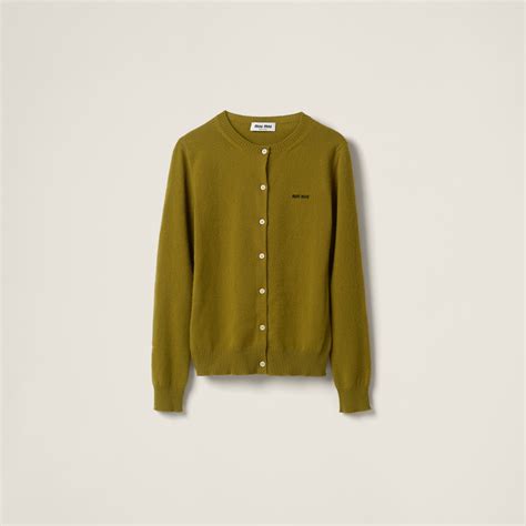 miu miu green cardigan|miumiu cashmere cardigan.